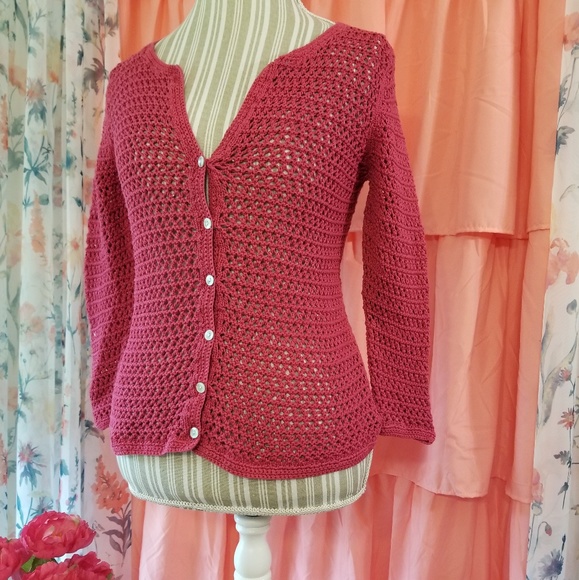 🌻🌺🌻EDDIE BAUER CROCHET KNIT CARDIGAN!! - Picture 3 of 5